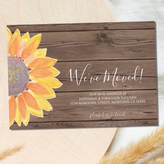 Tarjeta de Invitación Rustic Sunflower We Moved (Subido por el creador)