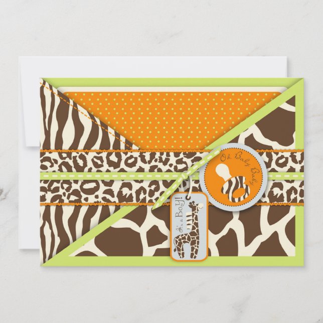 Tarjeta de invitación Safari Boy LGR 2 (Anverso)