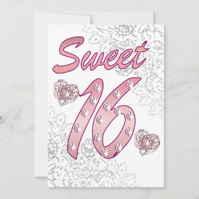 Tarjeta de invitación / saludo de Sweet 16 (Anverso)