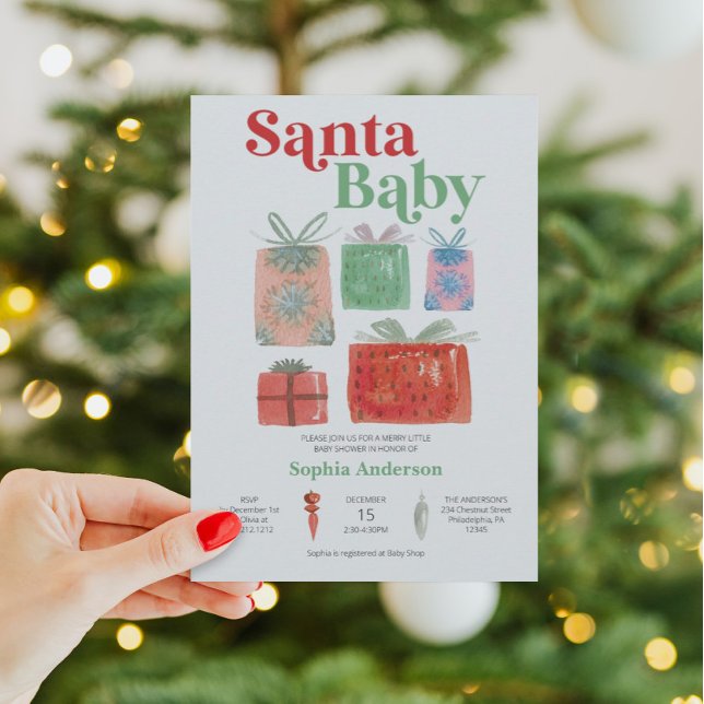Tarjeta de invitación Santa Baby Shower para Navid (Subido por el creador)