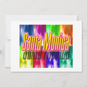 Tarjeta de invitación "Santa Mónica" colorida para