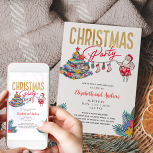 Tarjeta de invitación Santa para Navidades tropica