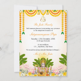 Tarjeta de invitación Satyanarayan Katha, Puja ind