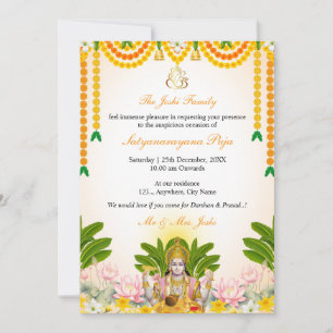 Tarjeta de invitación Satyanarayan Katha, Puja ind