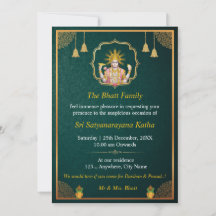 Tarjeta de invitación Satyanarayan Swamy Katha