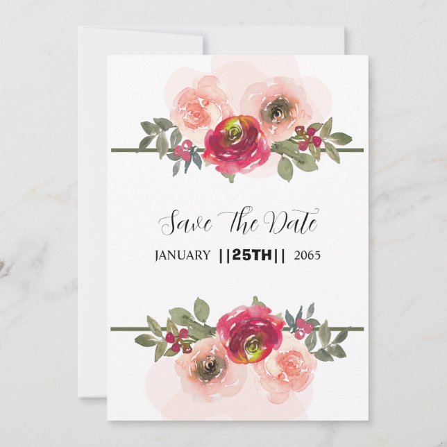 Tarjeta de invitación simple de Winter Wedding Flo (Reverso)