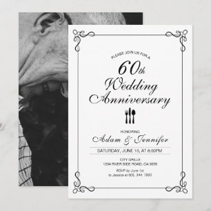 Tarjeta de Invitación Simple para 60º Aniversario 