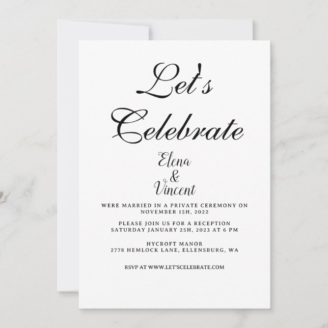 Tarjeta de invitación simple para boda CLÁSICA (Anverso)