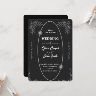Tarjeta de invitación simple para bodas en blanco 