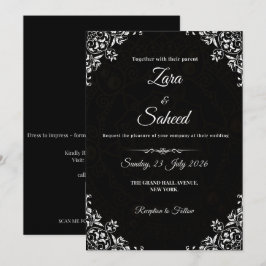 Tarjeta de invitación simple para la boda blanca y