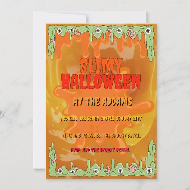 Tarjeta de invitación Slimy Halloween (Reverso)