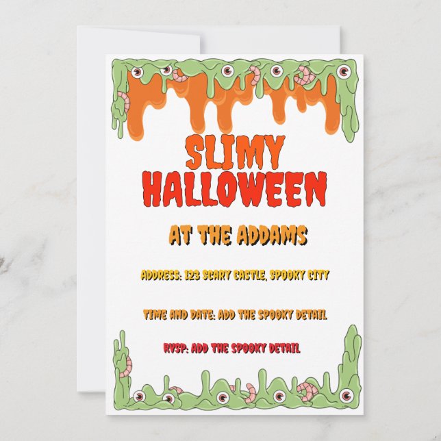 Tarjeta de invitación Slimy Halloween (Reverso)