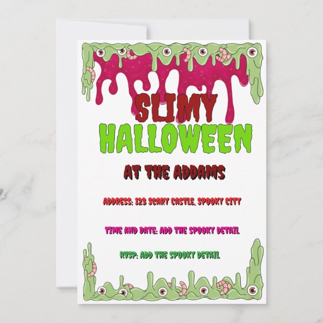 Tarjeta de invitación Slimy Halloween (Reverso)