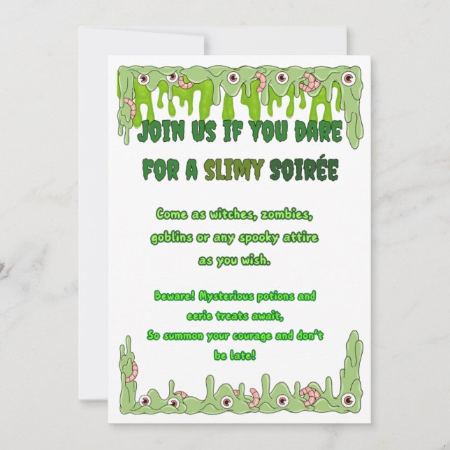 Tarjeta de invitación Slimy Halloween (Anverso)