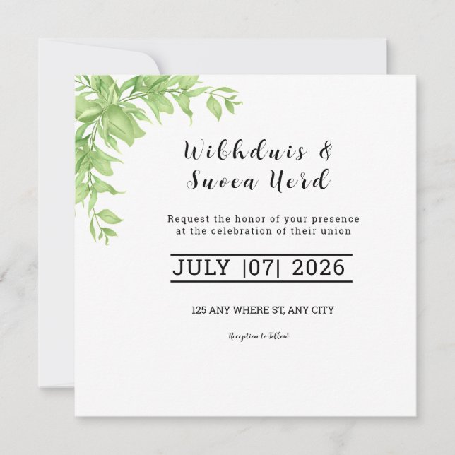 Tarjeta de invitación - Tarjeta Boda cuadrada (Anverso)