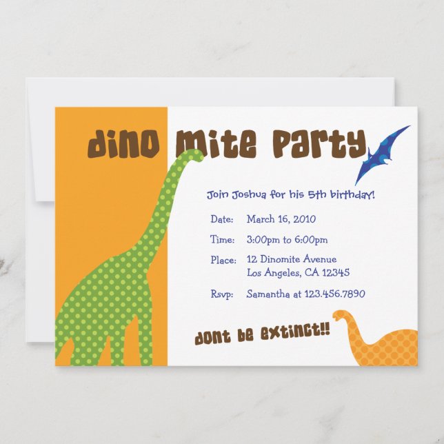 Tarjeta de invitación temática Dinosaur Dig Birthd (Anverso)