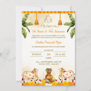 Tarjeta de Invitación Tradicional Griha Pravesh