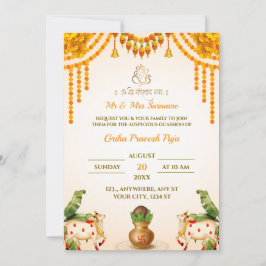Tarjeta de invitación tradicional Griha Pravesh