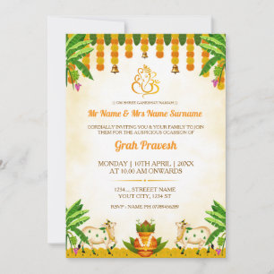 Tarjeta de Invitación Tradicional India para Graha