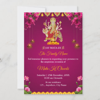 Tarjeta de invitación tradicional Mata Ki Chowki
