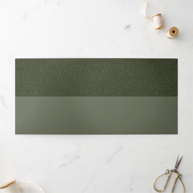 Tarjeta de Invitación Trifold Verde Musgo Moderno  (Exterior)