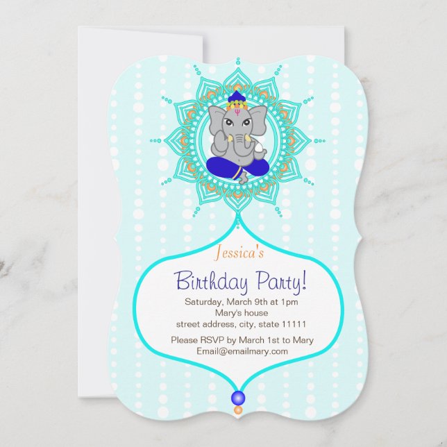 Tarjeta de invitación Turquoise Ganesh Cumpleaños  (Anverso)