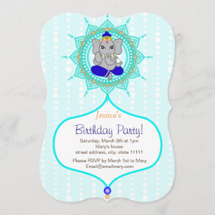 Tarjeta de invitación Turquoise Ganesh Cumpleaños 