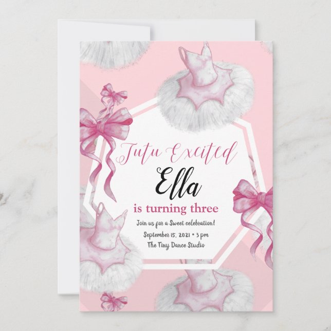 Tarjeta de invitación Tutu Sweet Birthday (Anverso)