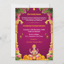 Tarjeta de invitación Varalakshmi Vratham