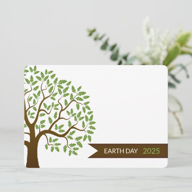 Tarjeta de invitación verde del Día de la Tierra (Anverso de pie)