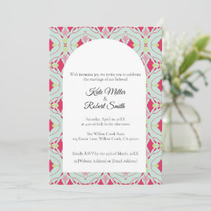 Tarjeta de invitación verde menta en forma de Flor