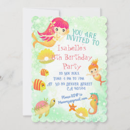 Tarjeta de invitación verde Mermaids Green
