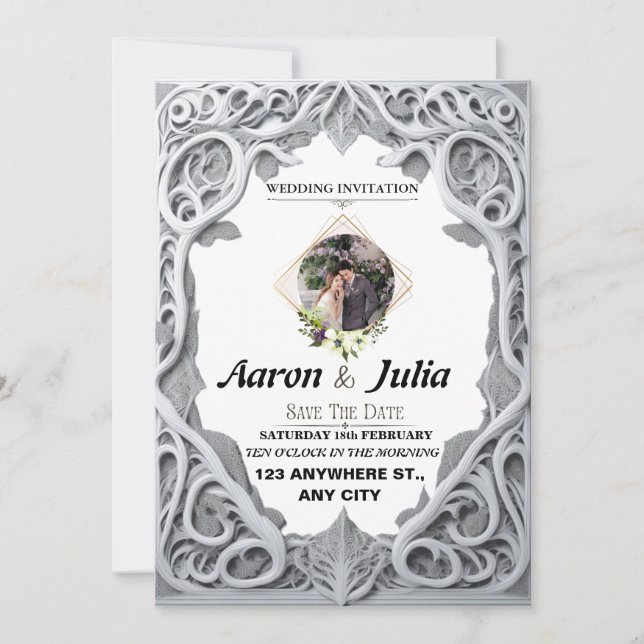 Tarjeta de invitación vintage para guardar la fech (Anverso)