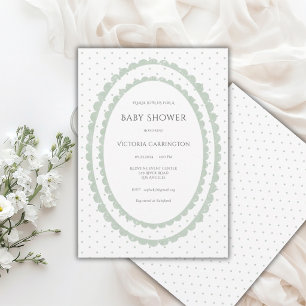Tarjeta de Invitación Vintage Verde Salvia con Mar