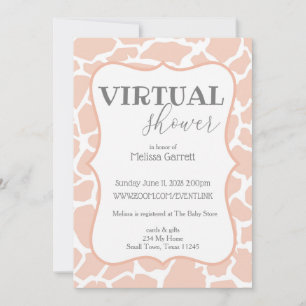 Tarjeta de invitación virtual de jirafa bebé niña