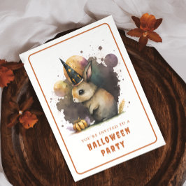 Tarjeta de invitación Watercolor Bunny Halloween
