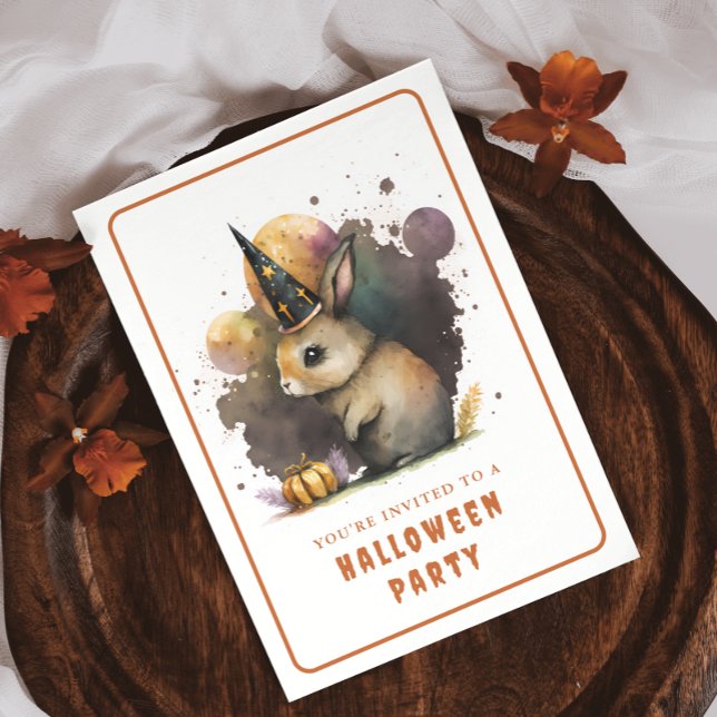 Tarjeta de invitación Watercolor Bunny Halloween (Subido por el creador)