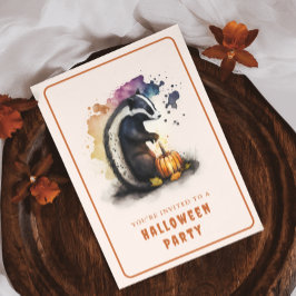 Tarjeta de invitación Watercolor Skunk Halloween
