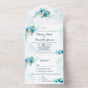 Tarjeta de invitación y tarjeta RSVP para boda flo