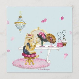 Tarjeta de invitación Yorkie Boudoir