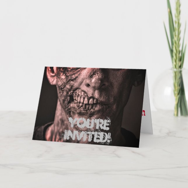 Tarjeta de invitación Zombie Halloween (Anverso)