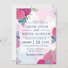 Tarjeta de invitaciones a bodas de acuarela natura