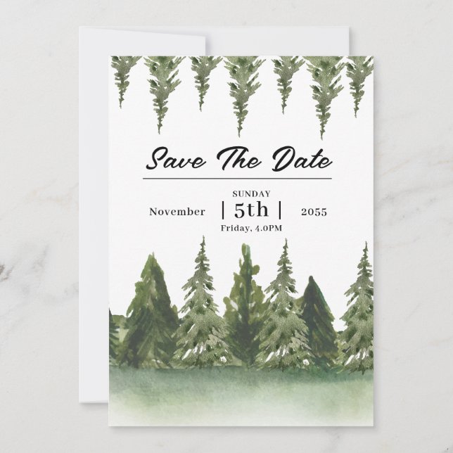 Tarjeta de invitaciones a bodas de invierno con fl (Reverso)