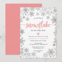 Tarjeta de invitaciones Baby Shower de copo de nie