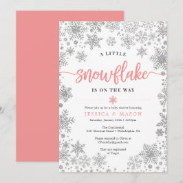 Tarjeta de invitaciones Baby Shower de copo de nie
