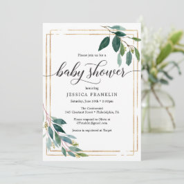 Tarjeta de invitaciones de Baby Shower de Greenery