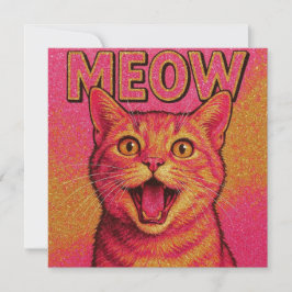 ¡Tarjeta de invitaciones gato miau!