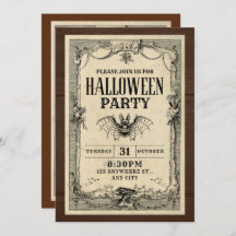 Tarjeta de invitaciones para fiesta de Halloween