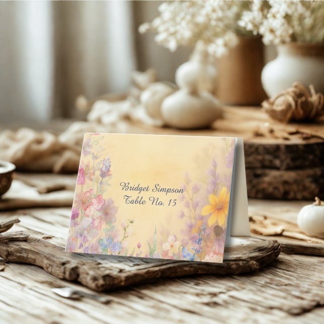 Tarjeta de invitado Boda Pastel Wildflower Meadow  (Subido por el creador)