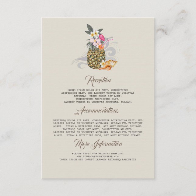 Tarjeta de invitado con información sobre Bodas de (Anverso)